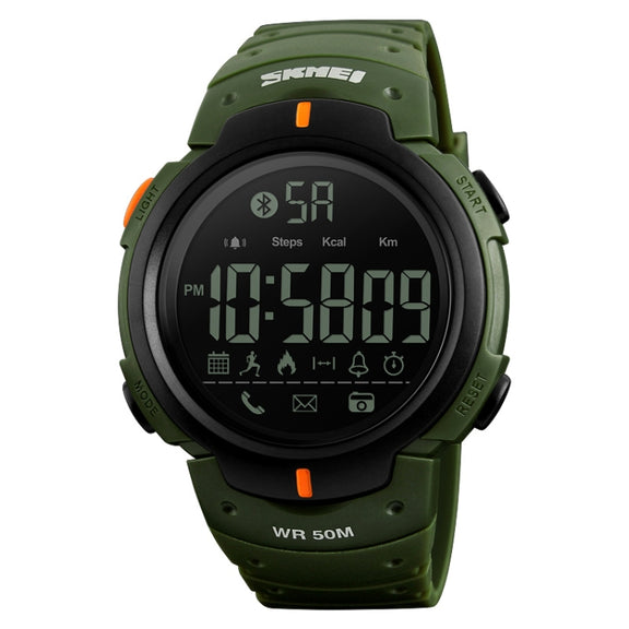 SKMEI 1301 Multifunction 50m Water-resistant Sports Bluetooth Smart Watch, Compatible with Android & iOS System(Army Green)