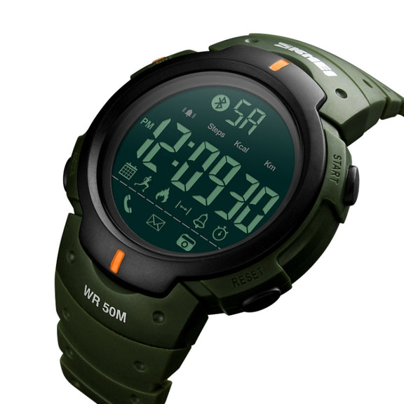 SKMEI 1301 Multifunction 50m Water-resistant Sports Bluetooth Smart Watch, Compatible with Android & iOS System(Army Green)