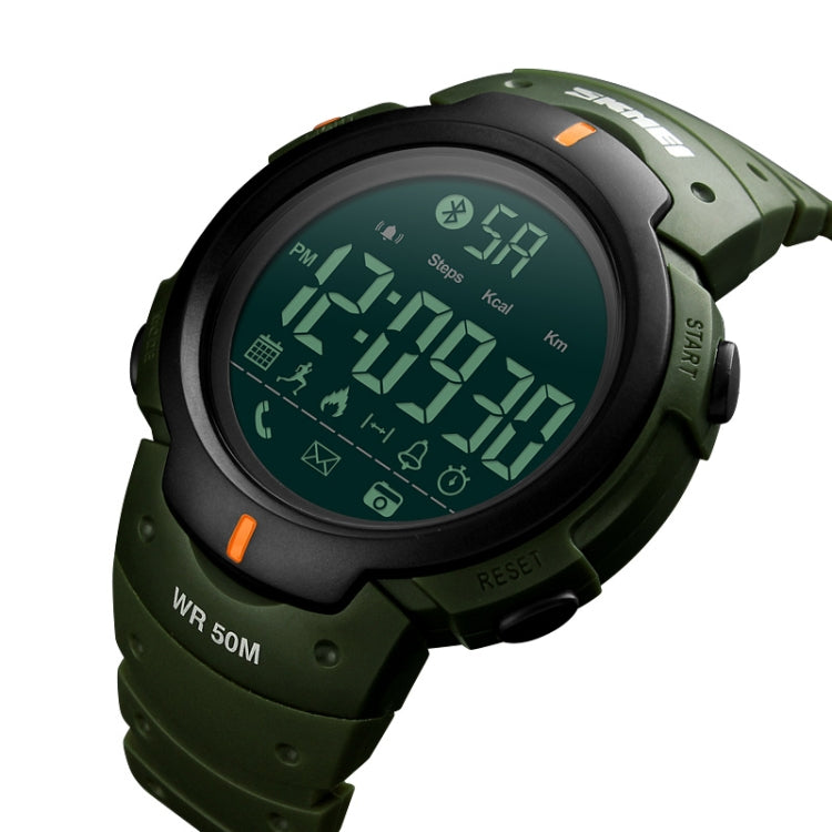 SKMEI 1301 Multifunction 50m Water-resistant Sports Bluetooth Smart Watch, Compatible with Android & iOS System(Army Green)