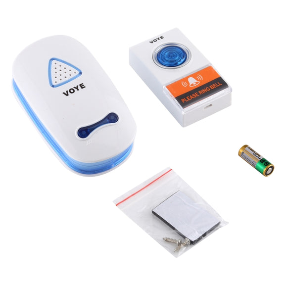 VOYE V025A Home Music Remote Control Wireless Doorbell with 38 Polyphony Sounds, US Plug (White)