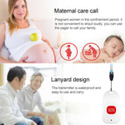 CACAZI C86 Wireless SOS Pager Doorbell Old man Child Emergency Alarm Remote Call Bell, EU Plug(White)