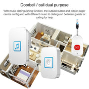 CACAZI C86 Wireless SOS Pager Doorbell Old man Child Emergency Alarm Remote Call Bell, EU Plug(White)