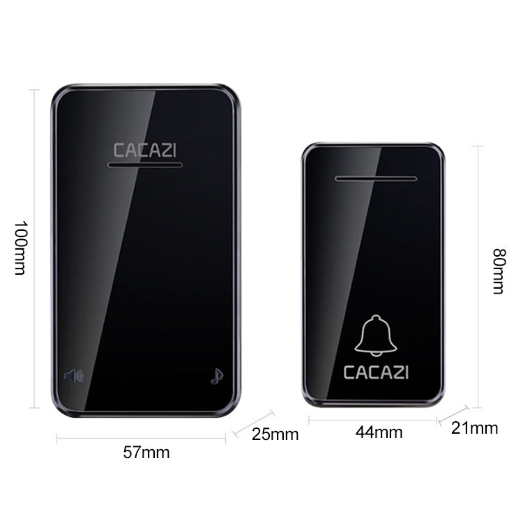 CACAZI FA8 Self-Powered Wireless Doorbell, EU Plug(Black)