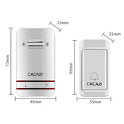 CACAZI V027G One Button Three Receivers Self-Powered Wireless Home Kinetic Electronic Doorbell, EU Plug