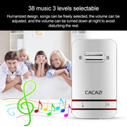 CACAZI V027G One Button Three Receivers Self-Powered Wireless Home Kinetic Electronic Doorbell, EU Plug