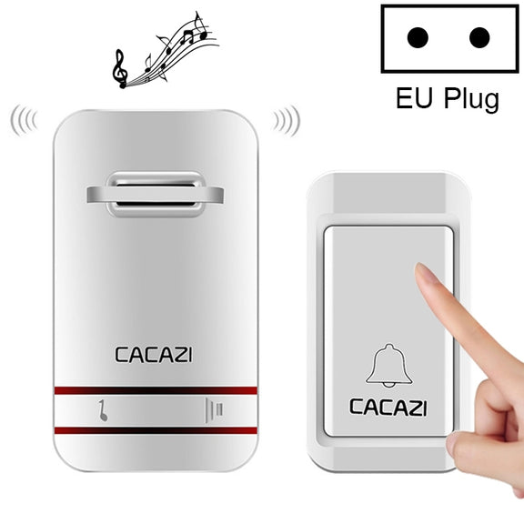 CACAZI V027G One Button One Receivers Self-Powered Wireless Home Kinetic Electronic Doorbell, EU Plug