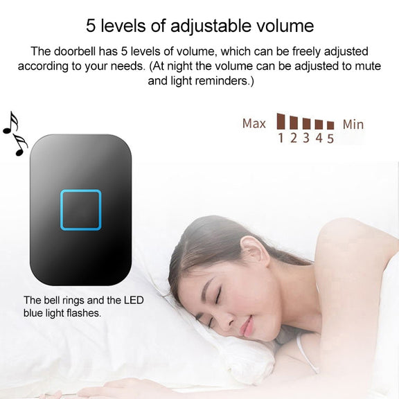 CACAZI FA88 Self-Powered Smart Home Wireless Doorbell, US Plug(Black)