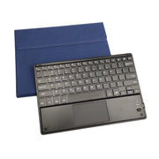 RK102C Detachable Magnetic Plastic Bluetooth Keyboard with Touchpad + Silk Pattern TPU Tablet Case for iPad 10.2, with Pen Slot & Bracket(Blue)