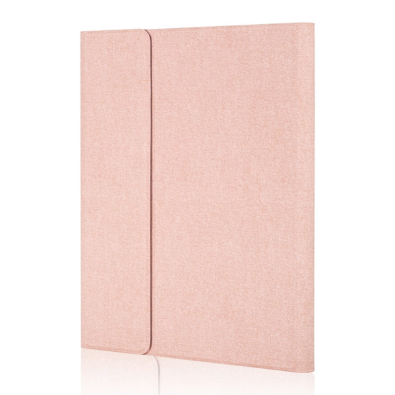 RK102C Detachable Magnetic Plastic Bluetooth Keyboard with Touchpad + Silk Pattern TPU Tablet Case for iPad 10.2, with Pen Slot & Bracket(Rose Gold)
