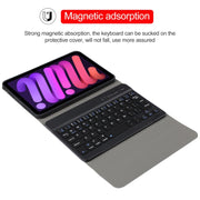 A06 Detachable Lambskin Texture Ultra-thin TPU Bluetooth Keyboard Leather Tablet Case with Stand For iPad mini 6 (Black)