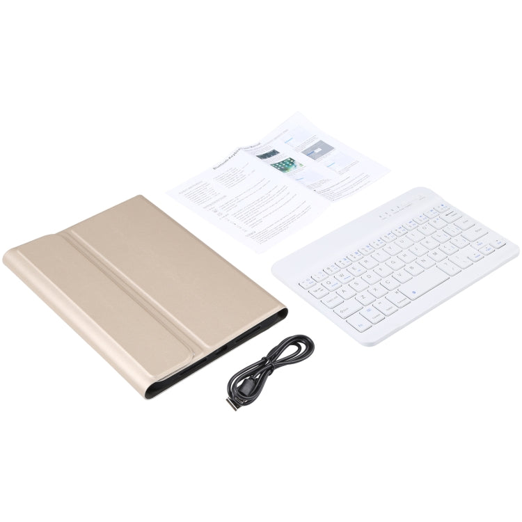 A06 Detachable Lambskin Texture Ultra-thin TPU Bluetooth Keyboard Leather Tablet Case with Stand For iPad mini 6 (Gold)