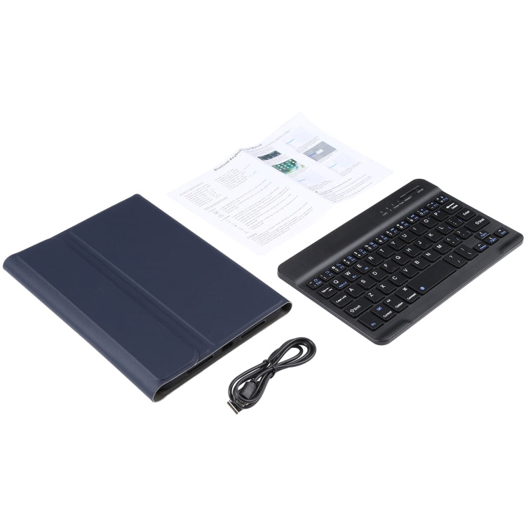 A06 Detachable Lambskin Texture Ultra-thin TPU Bluetooth Keyboard Leather Tablet Case with Stand For iPad mini 6 / mini 7 (Blue)