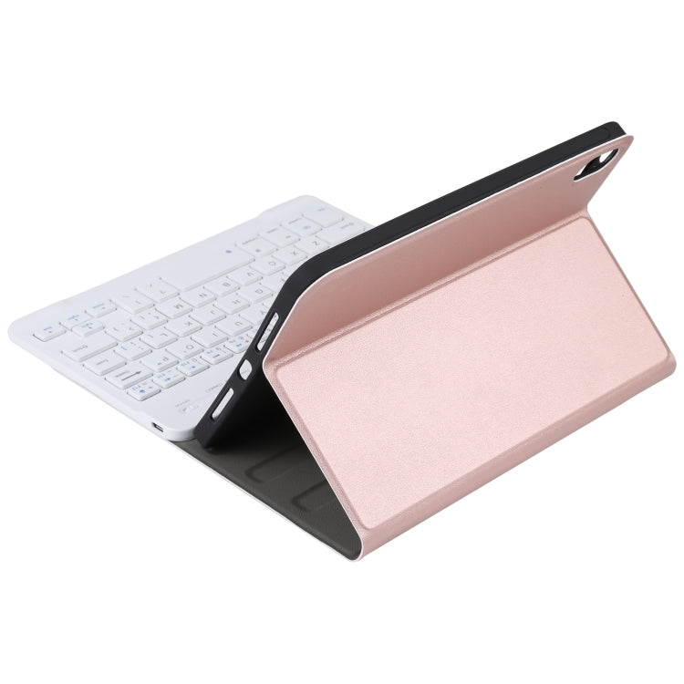 A06 Detachable Lambskin Texture Ultra-thin TPU Bluetooth Keyboard Leather Tablet Case with Stand For iPad mini 6 (Rose Gold)