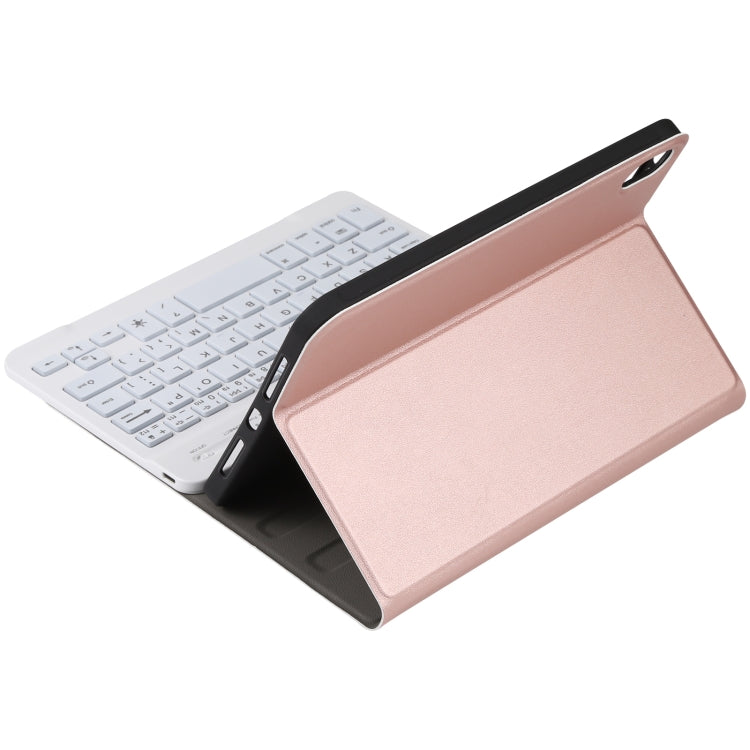 A06S Detachable Lambskin Texture Ultra-thin TPU Backlight Bluetooth Keyboard Leather Tablet Case with Stand For iPad mini 6(Rose Gold)