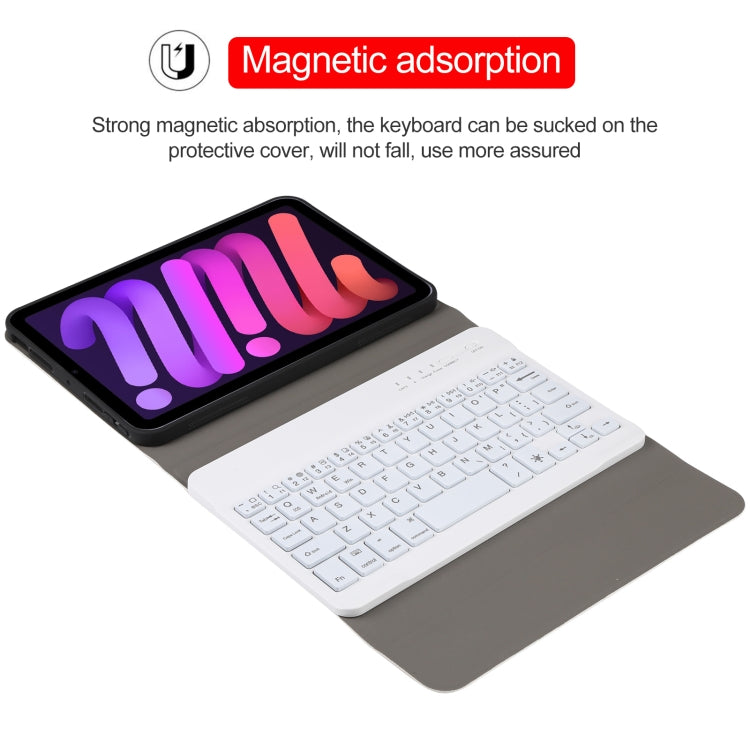 A06S Detachable Lambskin Texture Ultra-thin TPU Backlight Bluetooth Keyboard Leather Tablet Case with Stand For iPad mini 6(Rose Gold)