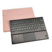 RK109C Detachable Magnetic Plastic Bluetooth Keyboard with Touchpad + Silk Pattern TPU Tablet Case for iPad Air 2020, with Pen Slot & Bracket(Rose Gold)