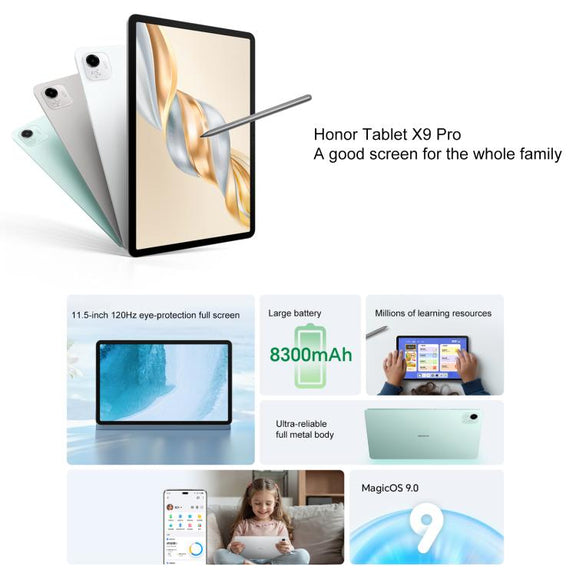 Honor Pad X9 Pro WiFi Tablet PC, 11.5 inch 8GB+256GB MagicOS 9.0 Qualcomm Snapdragon 685 Octa Core (Grey)