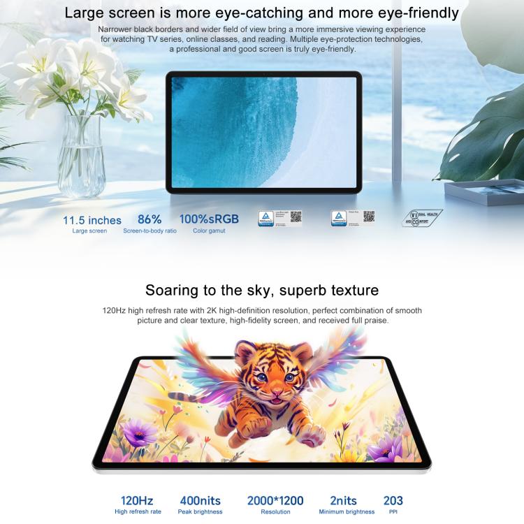 Honor Pad X9 Pro WiFi Tablet PC, 11.5 inch 8GB+256GB MagicOS 9.0 Qualcomm Snapdragon 685 Octa Core (Grey)
