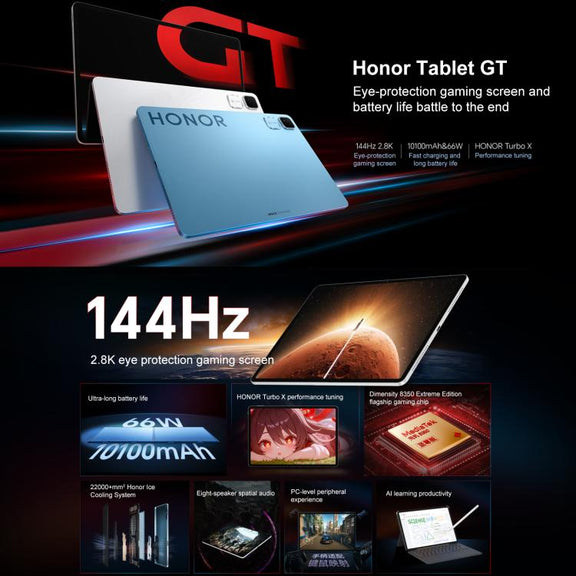 Honor Pad GT WiFi Tablet PC, 11.5 inch 8GB+128GB MagicOS 9.0 Dimensity 8350 Ultra Octa Core (White)