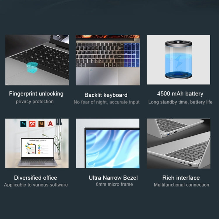 H15 15.6 inch Ultrathin Laptop, 16GB+1TB, Windows 11 Intel Processor N95 Quad Core, US Plug (Silver)