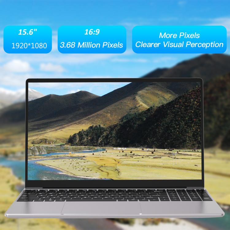 N5095 15.6 inch Laptop, 8GB+256GB, Windows 11 Intel Celeron N5095 Quad Core, Support Fingerprint Unlock, EU Plug (Silver)