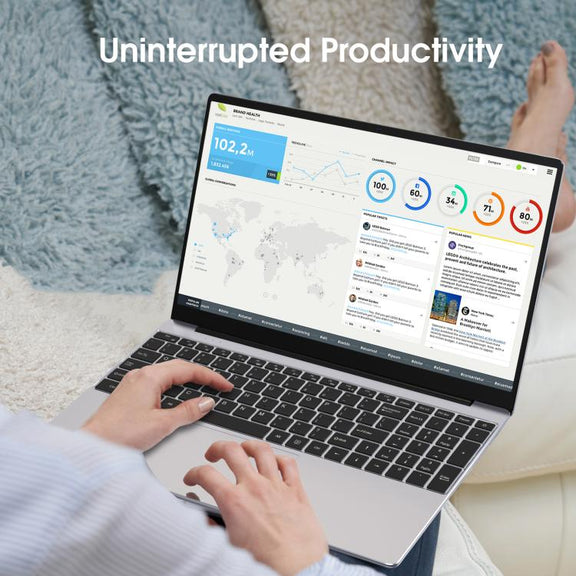N5095 15.6 inch Laptop, 16GB+512GB, Windows 11 Intel Celeron N5095 Quad Core, Support Fingerprint Unlock, EU Plug (Silver)