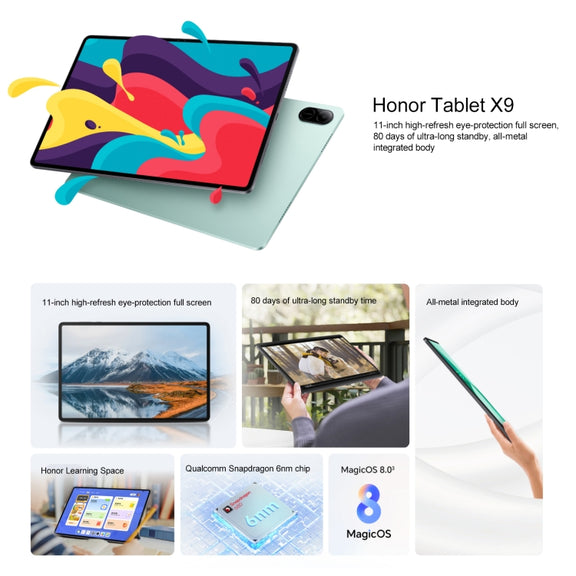 Honor Pad X9 WiFi Tablet PC, 11 inch 8GB+256GB MagicOS 8.0 Qualcomm Snapdragon 680 Octa Core (Grey)