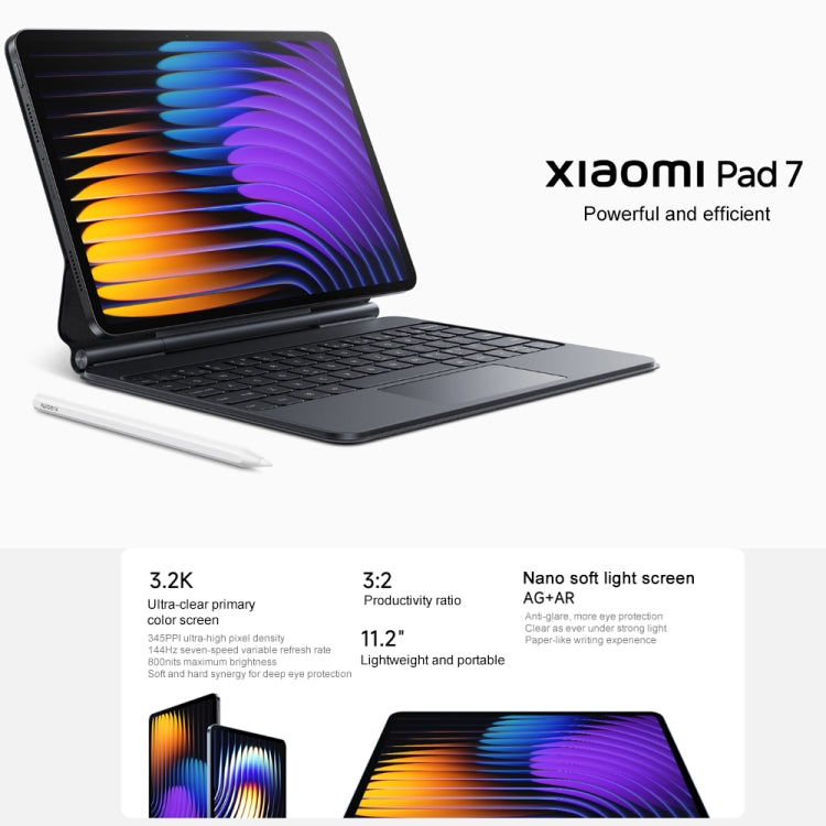 Xiaomi Pad 7 11.2 inch, 8GB+256GB, HyperOS 2 Qualcomm Snapdragon 7+ Gen3 Octa Core (Black)