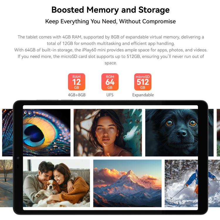 ALLDOCUBE iPlay 60 mini 4G LTE Tablet PC, 4GB+64GB, 8.68 inch Android 15 Unisoc T606 Octa Core Support Dual SIM (Grey)