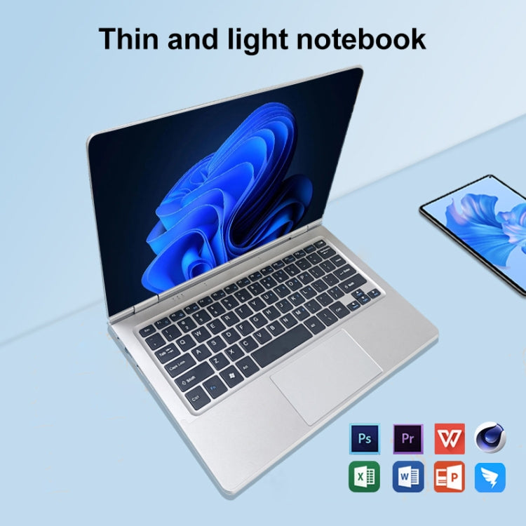 14.1 inch Portable Laptop, 6GB+512GB, Windows 11 Intel Celeron N4000 Dual Core, US Plug