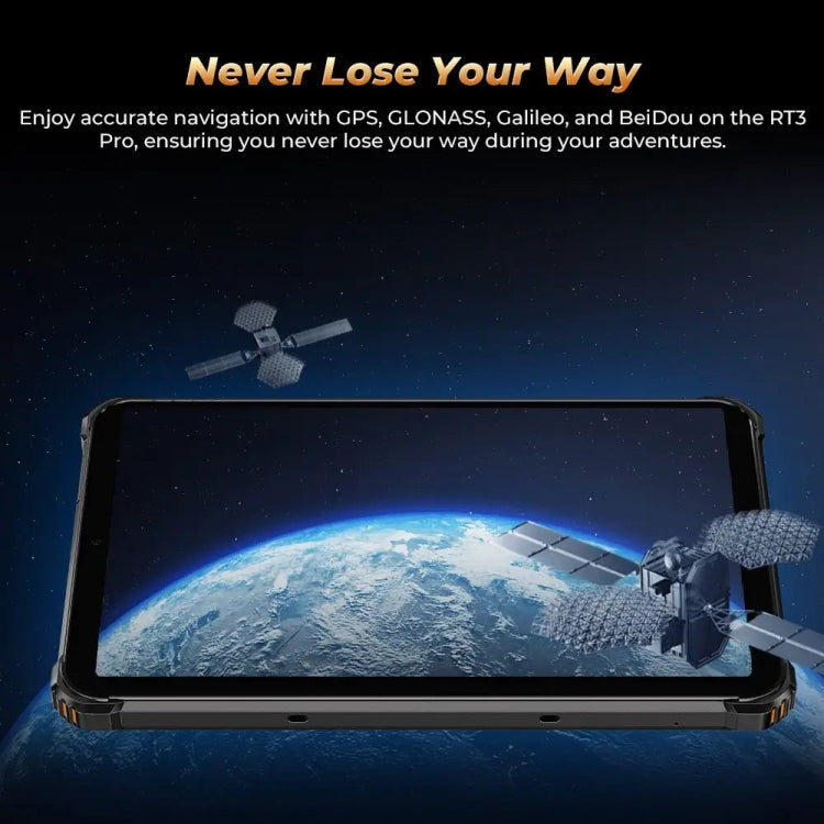 OUKITEL RT3 Pro 4G Network IP68/IP69K Rugged Tablet, 4GB+128GB, 8.0 inch Android 14 MediaTek G81 Octa-Core Support Dual SIM, EU Plug (Black)