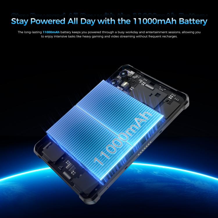 OUKITEL RT3 Plus 4G Network IP68/IP69K Rugged Tablet, 4GB+128GB, 8.0 inch Android 15 MediaTek G81 Octa-Core Support Dual SIM, EU Plug (Blue)