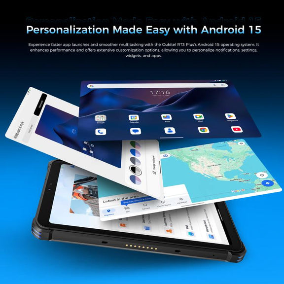 OUKITEL RT3 Plus 4G Network IP68/IP69K Rugged Tablet, 4GB+128GB, 8.0 inch Android 15 MediaTek G81 Octa-Core Support Dual SIM, EU Plug (Blue)