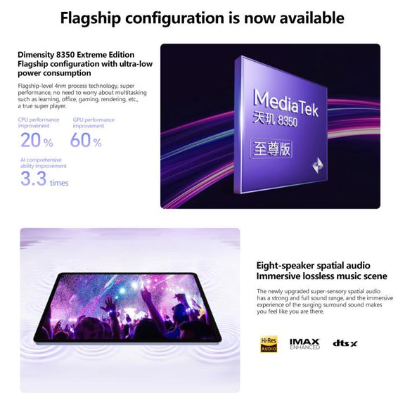 Honor Pad V9 WiFi Tablet PC, 11.5 inch 8GB+256GB MagicOS 9.0 Dimensity 8350 Ultra Octa Core (White)