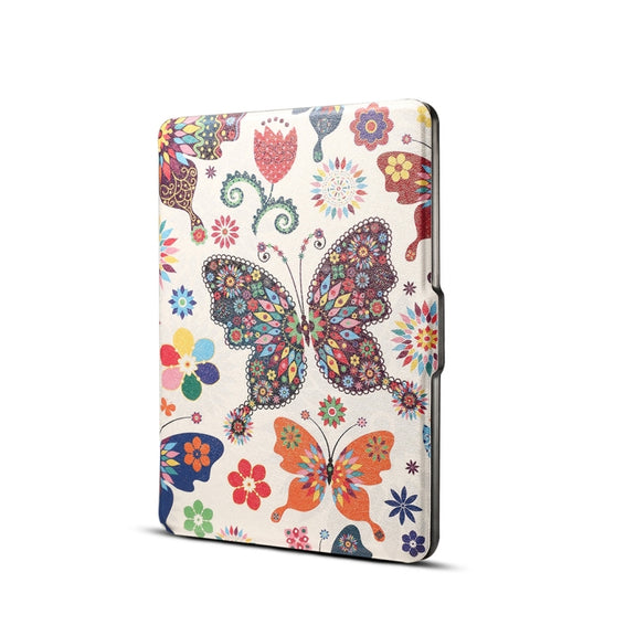 Colors Butterfly Print Horizontal Flip PU Leather Protective Case for Amazon Kindle Paperwhite 1 & 2 & 3 with Sleep / Wake-up