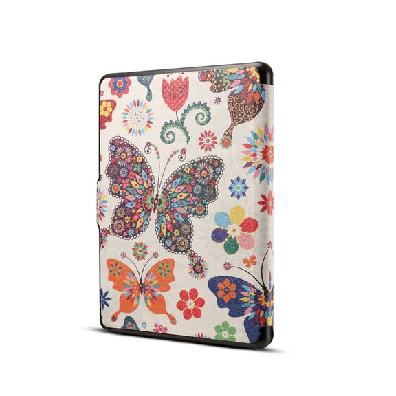 Colors Butterfly Print Horizontal Flip PU Leather Protective Case for Amazon Kindle Paperwhite 1 & 2 & 3 with Sleep / Wake-up
