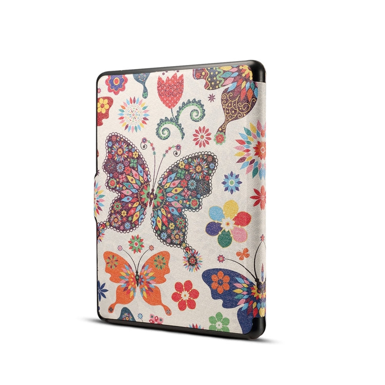 Colors Butterfly Print Horizontal Flip PU Leather Protective Case for Amazon Kindle Paperwhite 1 & 2 & 3 with Sleep / Wake-up