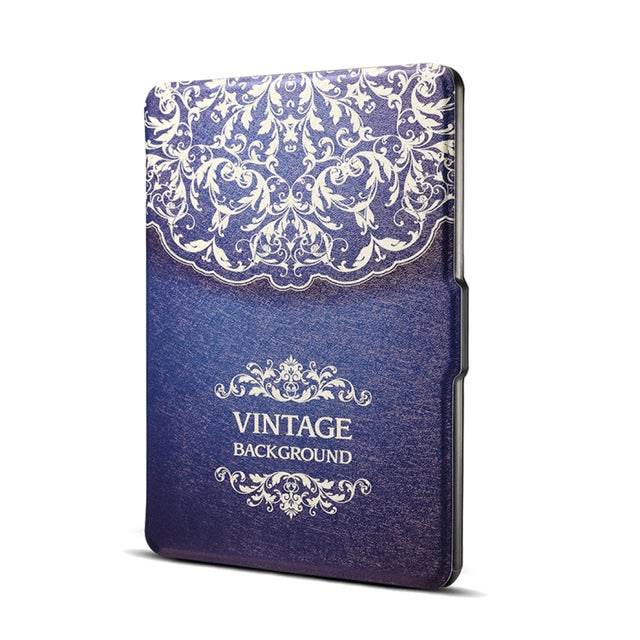European Flower Vine Print Horizontal Flip PU Leather Protective Case for Amazon Kindle Paperwhite 1 & 2 & 3 with Sleep / Wake-up