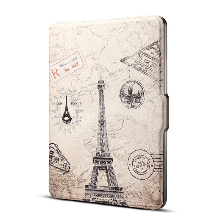 Eiffel Tower Print Horizontal Flip PU Leather Protective Case for Amazon Kindle Paperwhite 1 & 2 & 3 with Sleep / Wake-up