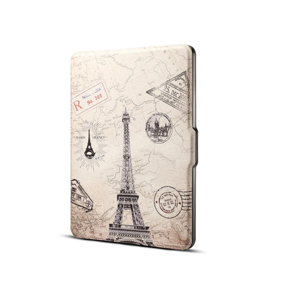 Eiffel Tower Print Horizontal Flip PU Leather Protective Case for Amazon Kindle Paperwhite 1 & 2 & 3 with Sleep / Wake-up