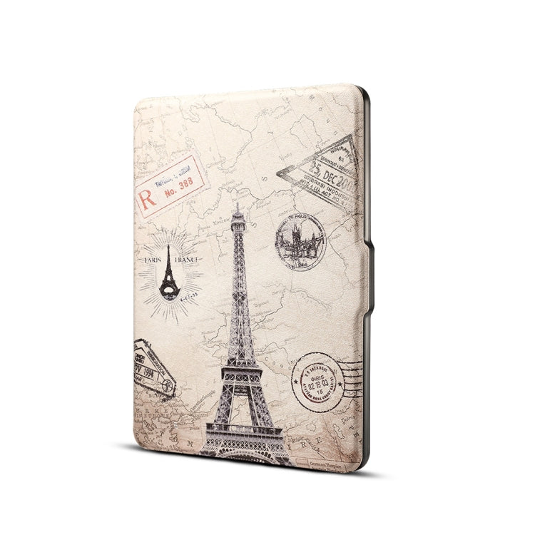 Eiffel Tower Print Horizontal Flip PU Leather Protective Case for Amazon Kindle Paperwhite 1 & 2 & 3 with Sleep / Wake-up