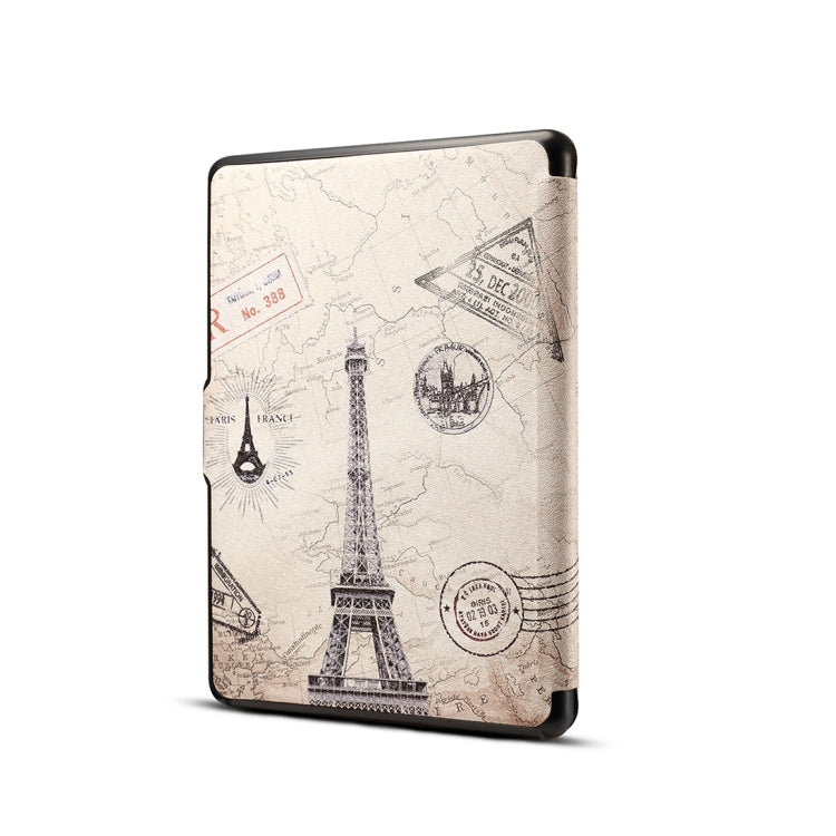 Eiffel Tower Print Horizontal Flip PU Leather Protective Case for Amazon Kindle Paperwhite 1 & 2 & 3 with Sleep / Wake-up