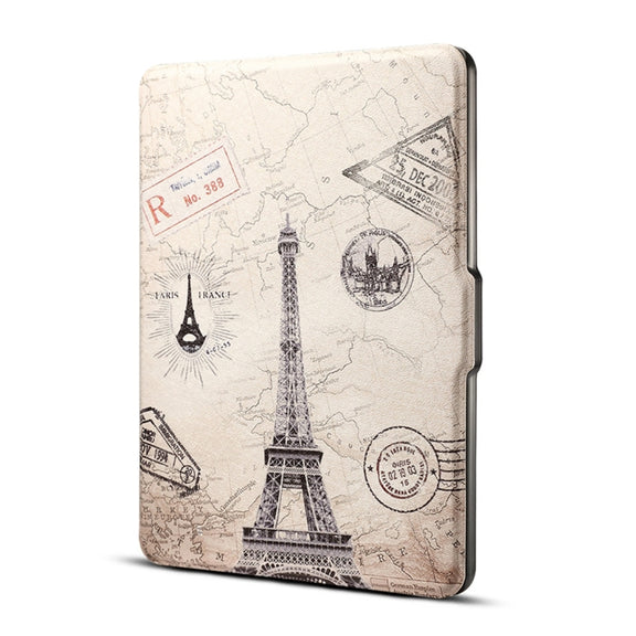Eiffel Tower Print Horizontal Flip PU Leather Protective Case for Amazon Kindle Paperwhite 1 & 2 & 3 with Sleep / Wake-up