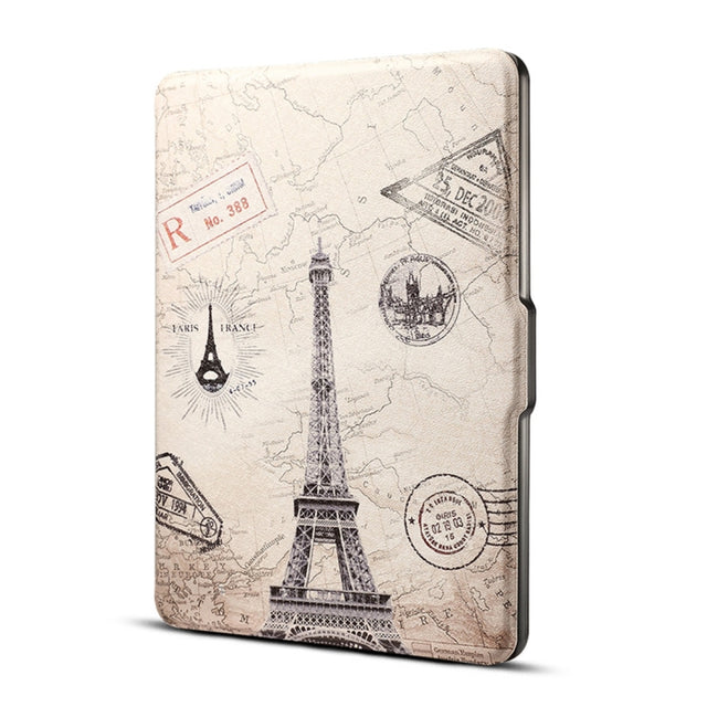 Eiffel Tower Print Horizontal Flip PU Leather Protective Case for Amazon Kindle Paperwhite 1 & 2 & 3 with Sleep / Wake-up