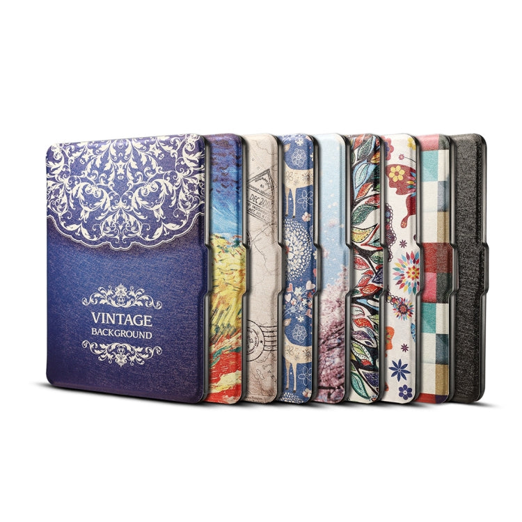 Eiffel Tower Print Horizontal Flip PU Leather Protective Case for Amazon Kindle Paperwhite 1 & 2 & 3 with Sleep / Wake-up