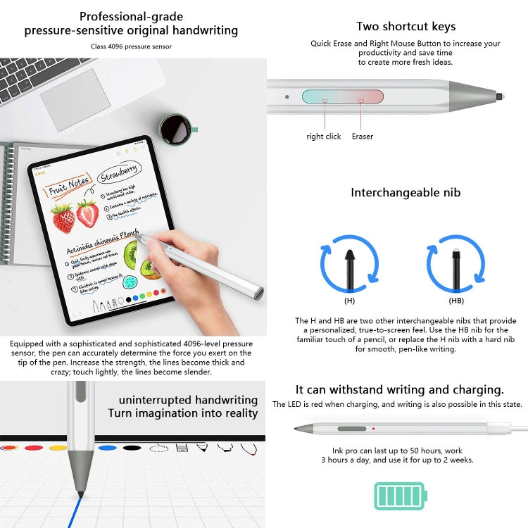 WR18 4096 Micro USB Pressure-Sensitive Stylus Pen(Black)
