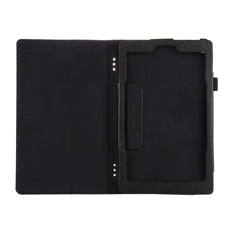 For Amazon Kindle Fire HD8 (2017) Litchi Texture Horizontal Flip Leather Case with Holder(Black)