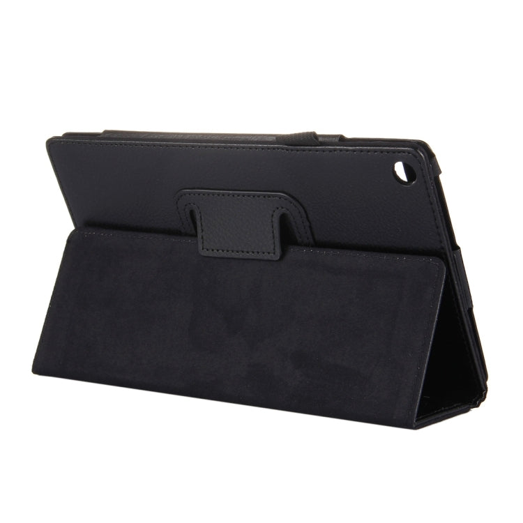 For Amazon Kindle Fire HD8 (2017) Litchi Texture Horizontal Flip Leather Case with Holder(Black)