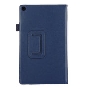 For Amazon Kindle Fire HD8 (2017) Litchi Texture Horizontal Flip Leather Case with Holder(Dark Blue)