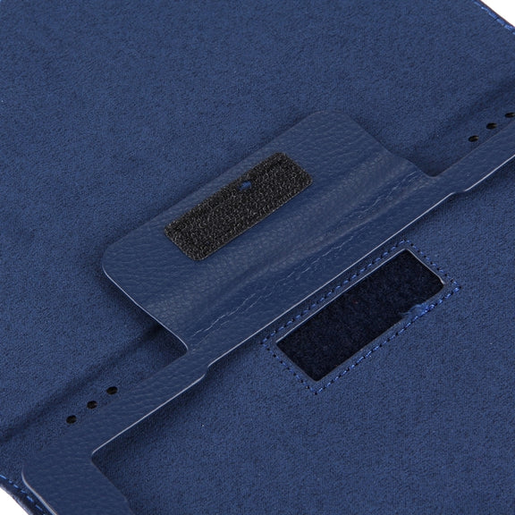 For Amazon Kindle Fire HD8 (2017) Litchi Texture Horizontal Flip Leather Case with Holder(Dark Blue)